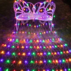 LED Net Night Lights 1.5x1.5M 3x2M 220V Wedding Christmas Fairy String Light Outdoor Waterproof Party Holiday Decor Mesh Lights with Tail Plug for Halloween