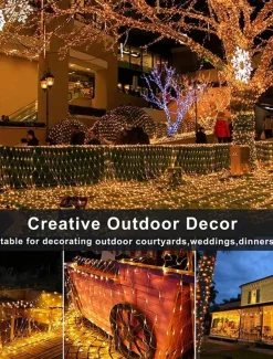 LED Net String Light IP65 6Mx4M 3Mx2M Led Flexible Christmas Net Fairy String Light 880Led 200Led Mesh String Light for Garden Yard Colorful Decoration EU US UK Plug AC110V 220V 230V