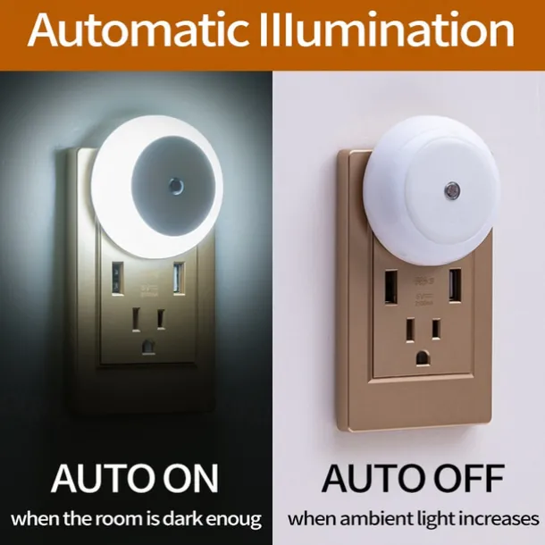 LED Night Light Dusk To Dawn Sensor Smart Wall Night Light For Bathroom Bedroom Home Kitchen Corridor Energy Saving