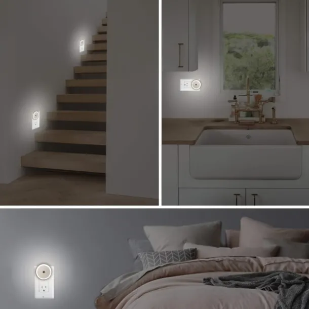 LED Night Light Dusk To Dawn Sensor Smart Wall Night Light For Bathroom Bedroom Home Kitchen Corridor Energy Saving