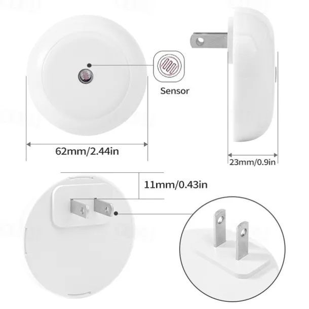 LED Night Light Dusk To Dawn Sensor Smart Wall Night Light For Bathroom Bedroom Home Kitchen Corridor Energy Saving
