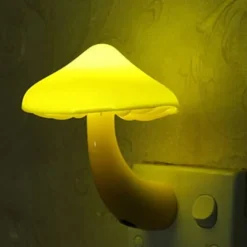 LED Night Light Mushroom Wall Socket Lamp EU US Plug Warm White Light-control Sensor Bedroom Light Home Decoration