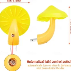LED Night Light Mushroom Wall Socket Lamp EU US Plug Warm White Light-control Sensor Bedroom Light Home Decoration