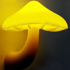 LED Night Light Mushroom Wall Socket Lamp EU US Plug Warm White Light-control Sensor Bedroom Light Home Decoration