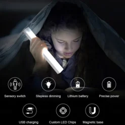 LED Night Light PIR Motion Sensor USB Rechargeable 10/20/30/50cm Closet Kitchen Cabinet Corridor Stair Lights Wireless Night Lamp