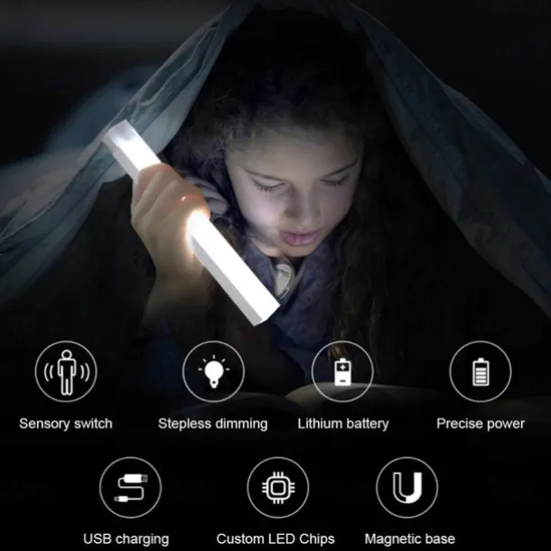 LED Night Light PIR Motion Sensor USB Rechargeable 10/20/30/50cm Closet Kitchen Cabinet Corridor Stair Lights Wireless Night Lamp