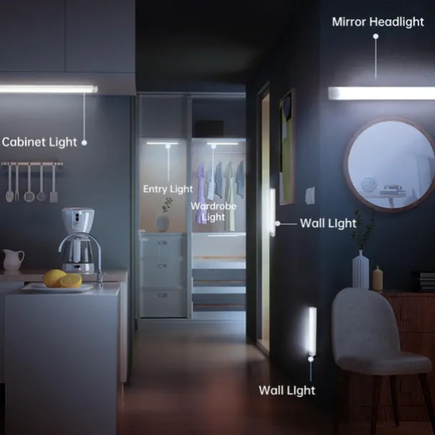 LED Night Light PIR Motion Sensor USB Rechargeable 10/20/30/50cm Closet Kitchen Cabinet Corridor Stair Lights Wireless Night Lamp