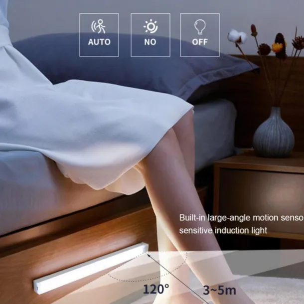 LED Night Light PIR Motion Sensor USB Rechargeable 10/20/30/50cm Closet Kitchen Cabinet Corridor Stair Lights Wireless Night Lamp