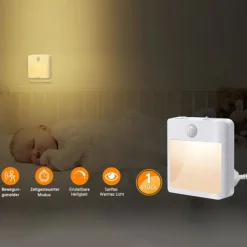 LED Night Light Smart Motion Sensor Dimmable Emergency Lamp White Warm Lamp Bedroom Living Room Study Bedside Kitchen Light