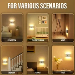 LED Night Lights Motion Sensor USB Rechargeable Linkage Induction Wireless Night Light Kitchen Cabinet Corridor Night Lamp for Bedroom Home Staircase Passageway Lighting