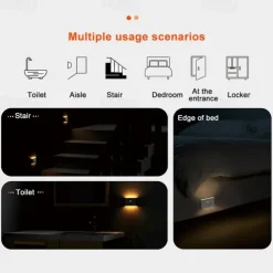LED Night Lights Motion Sensor USB Rechargeable Linkage Induction Wireless Night Light Kitchen Cabinet Corridor Night Lamp for Bedroom Home Staircase Passageway Lighting