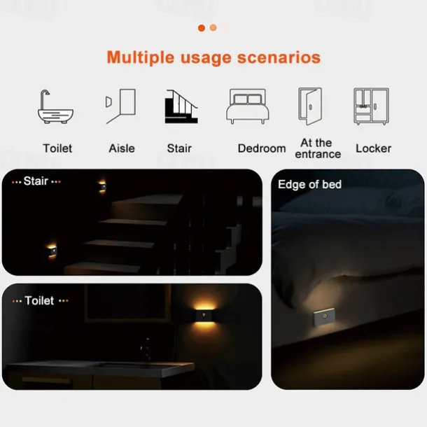 LED Night Lights Motion Sensor USB Rechargeable Linkage Induction Wireless Night Light Kitchen Cabinet Corridor Night Lamp for Bedroom Home Staircase Passageway Lighting