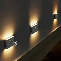 LED Night Lights Motion Sensor USB Rechargeable Linkage Induction Wireless Night Light Kitchen Cabinet Corridor Night Lamp for Bedroom Home Staircase Passageway Lighting