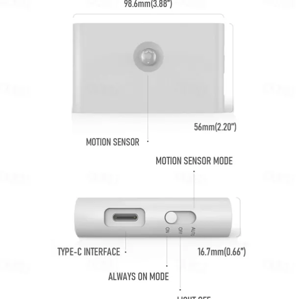 LED Night Lights Motion Sensor USB Rechargeable Linkage Induction Wireless Night Light Kitchen Cabinet Corridor Night Lamp for Bedroom Home Staircase Passageway Lighting