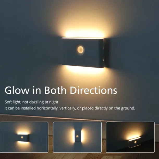 LED Night Lights Motion Sensor USB Rechargeable Linkage Induction Wireless Night Light Kitchen Cabinet Corridor Night Lamp for Bedroom Home Staircase Passageway Lighting