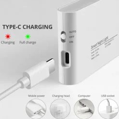 LED Night Lights Motion Sensor USB Rechargeable Linkage Induction Wireless Night Light Kitchen Cabinet Corridor Night Lamp for Bedroom Home Staircase Passageway Lighting