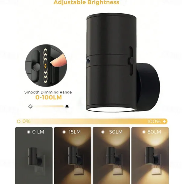 LED Night Lights Plug in Modern Nightlight Plug into Wall Dusk to Dawn Light Sensor Dimmable Wall Lamp for Hallway Bedroom Stairway