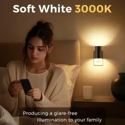 LED Night Lights Plug in Modern Nightlight Plug into Wall Dusk to Dawn Light Sensor Dimmable Wall Lamp for Hallway Bedroom Stairway