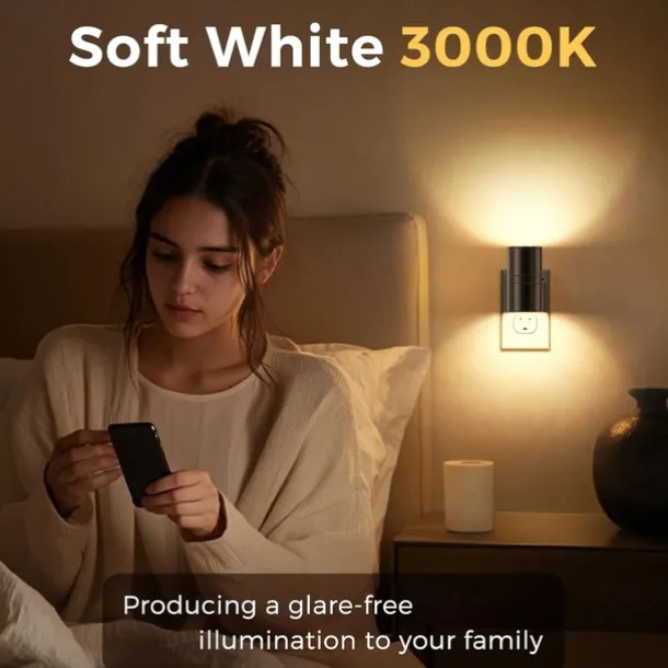 LED Night Lights Plug in Modern Nightlight Plug into Wall Dusk to Dawn Light Sensor Dimmable Wall Lamp for Hallway Bedroom Stairway