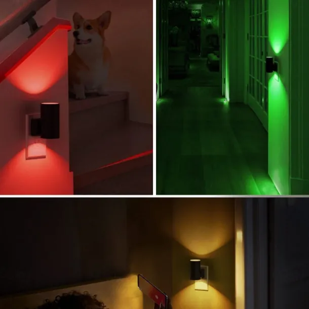 LED Night Lights Plug in Modern Nightlight Plug into Wall Dusk to Dawn Light Sensor Dimmable Wall Lamp for Hallway Bedroom Stairway