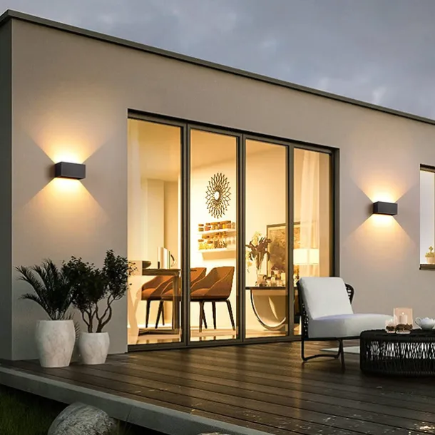 LED Outdoor Wall Lamp 12/24W with Motion Sensor IP65 Waterproof Light Control Suitable for Bathroom Garage Fence Deck Courtyard 110-240V