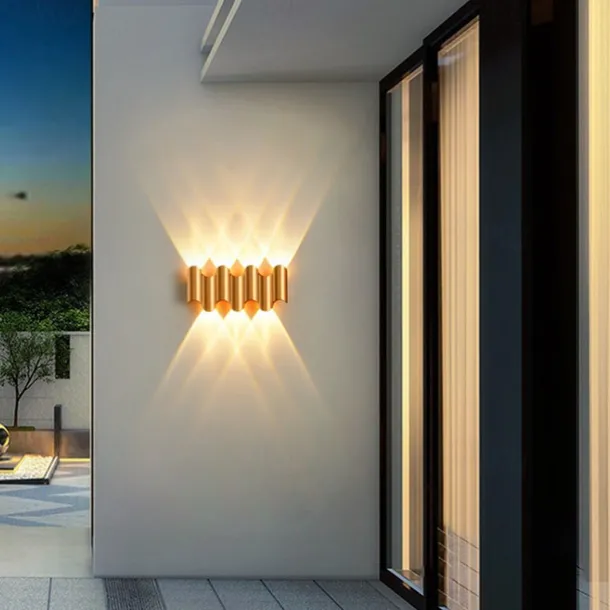 LED Outdoor Wall Lamp Waterproof IP65 3W up/down Lighting Modern Double-Head Curved Wall Sconce Indoor Bedroom Fixture Warm White Light 110-240V