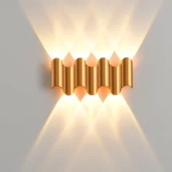 LED Outdoor Wall Lamp Waterproof IP65 3W up/down Lighting Modern Double-Head Curved Wall Sconce Indoor Bedroom Fixture Warm White Light 110-240V