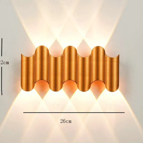 LED Outdoor Wall Lamp Waterproof IP65 3W up/down Lighting Modern Double-Head Curved Wall Sconce Indoor Bedroom Fixture Warm White Light 110-240V