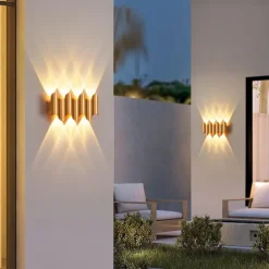 LED Outdoor Wall Lamp Waterproof IP65 3W up/down Lighting Modern Double-Head Curved Wall Sconce Indoor Bedroom Fixture Warm White Light 110-240V