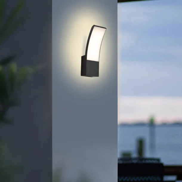 LED Outdoor Wall Light 12W Arc Modern Outdoor Wall Light Waterproof IP65 Steady on Outdoor Black Wall Light Suitable for Outdoor Porch Courtyard Garden Bathroom Bedroom 85-265V