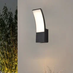 LED Outdoor Wall Light 12W Arc Modern Outdoor Wall Light Waterproof IP65 Steady on Outdoor Black Wall Light Suitable for Outdoor Porch Courtyard Garden Bathroom Bedroom 85-265V