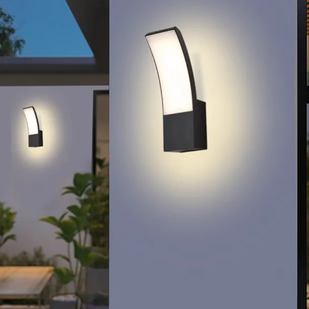 LED Outdoor Wall Light 12W Arc Modern Outdoor Wall Light Waterproof IP65 Steady on Outdoor Black Wall Light Suitable for Outdoor Porch Courtyard Garden Bathroom Bedroom 85-265V