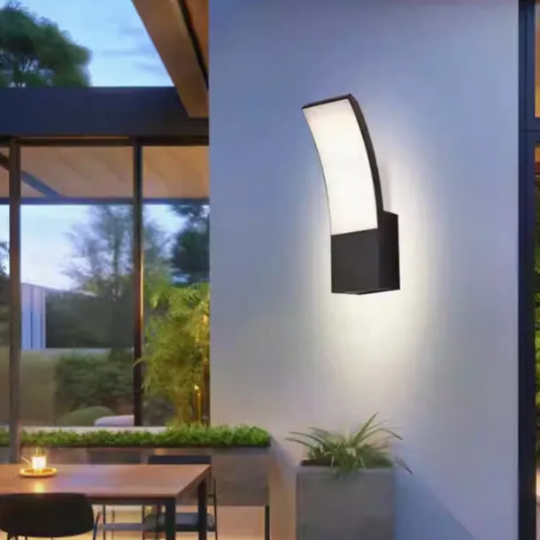 LED Outdoor Wall Light 12W Arc Modern Outdoor Wall Light Waterproof IP65 Steady on Outdoor Black Wall Light Suitable for Outdoor Porch Courtyard Garden Bathroom Bedroom 85-265V