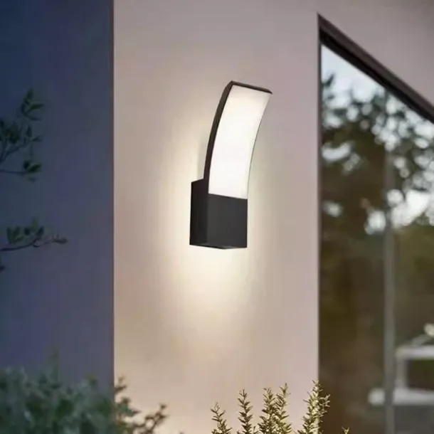 LED Outdoor Wall Light 12W Arc Modern Outdoor Wall Light Waterproof IP65 Steady on Outdoor Black Wall Light Suitable for Outdoor Porch Courtyard Garden Bathroom Bedroom 85-265V