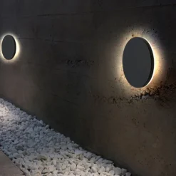 LED Outdoor Wall Light Waterproof Circle Design Black Warm White/White Wall Lighting IP65 Waterproof Acrylic Metal Outdoor Wall Sconces AC110-240V