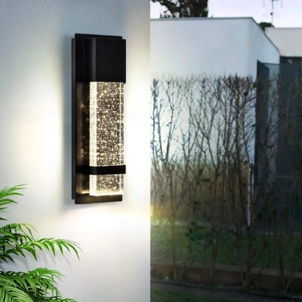 LED Outdoor Wall Light Warm White 20W Villa Exterior Wall Lamp Exterior Wall Sconce Light Fixture with Seeded Glass Shade Socket Waterproof Wall Mount Light for Porch Doorway Garag 110-240V