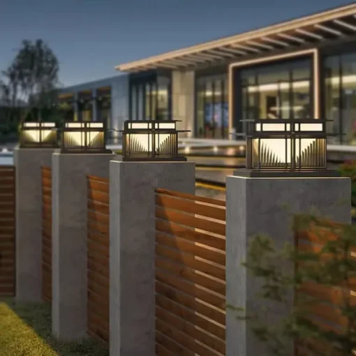 LED Outdoor Wall Light Warm White 35/42cm 1-Light Chinese Style Column Lights Waterproof Patio Post Lights E27 Clear Acrylic Post Lamp 110-240V