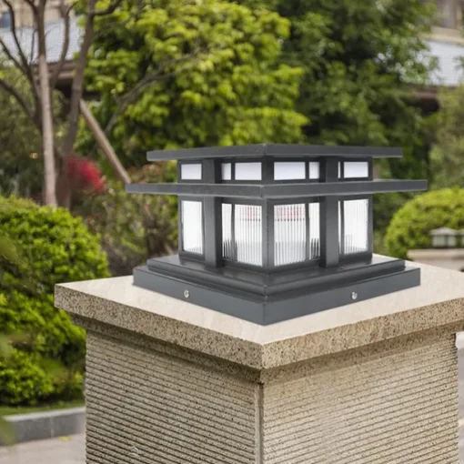 LED Outdoor Wall Light Warm White 35/42cm 1-Light Chinese Style Column Lights Waterproof Patio Post Lights E27 Clear Acrylic Post Lamp 110-240V