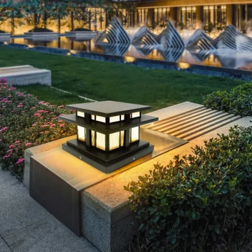 LED Outdoor Wall Light Warm White 35/42cm 1-Light Chinese Style Column Lights Waterproof Patio Post Lights E27 Clear Acrylic Post Lamp 110-240V