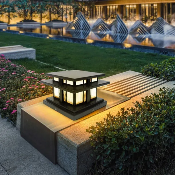 LED Outdoor Wall Light Warm White 35/42cm 1-Light Chinese Style Column Lights Waterproof Patio Post Lights E27 Clear Acrylic Post Lamp 110-240V