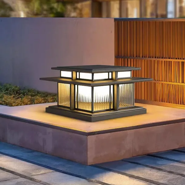 LED Outdoor Wall Light Warm White 35/42cm 1-Light Chinese Style Column Lights Waterproof Patio Post Lights E27 Clear Acrylic Post Lamp 110-240V
