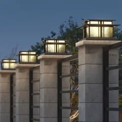 LED Outdoor Wall Light Warm White 35/42cm 1-Light Chinese Style Column Lights Waterproof Patio Post Lights E27 Clear Acrylic Post Lamp 110-240V