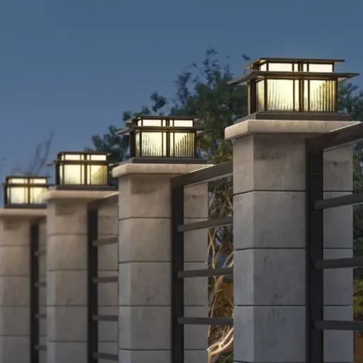 LED Outdoor Wall Light Warm White 35/42cm 1-Light Chinese Style Column Lights Waterproof Patio Post Lights E27 Clear Acrylic Post Lamp 110-240V