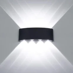LED Outdoor Wall Lights 8W LED Aluminum Wall Lamp Sconce Indoor Up Down IP65 Waterproof White Black Modern for Patio Garden Stairs Bedroom Aisle Pathway Bathroom Light
