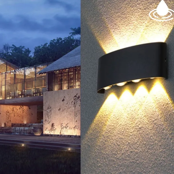 LED Outdoor Wall Lights 8W LED Aluminum Wall Lamp Sconce Indoor Up Down IP65 Waterproof White Black Modern for Patio Garden Stairs Bedroom Aisle Pathway Bathroom Light