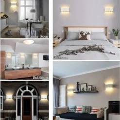 LED Outdoor Wall Lights 8W LED Aluminum Wall Lamp Sconce Indoor Up Down IP65 Waterproof White Black Modern for Patio Garden Stairs Bedroom Aisle Pathway Bathroom Light