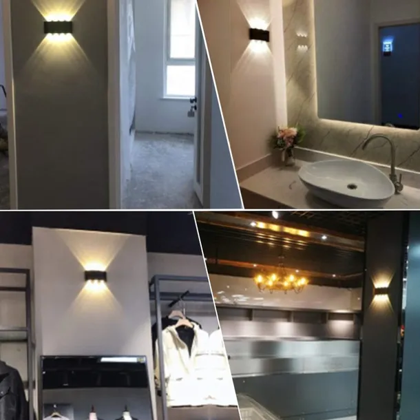 LED Outdoor Wall Lights 8W LED Aluminum Wall Lamp Sconce Indoor Up Down IP65 Waterproof White Black Modern for Patio Garden Stairs Bedroom Aisle Pathway Bathroom Light