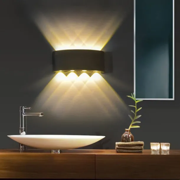 LED Outdoor Wall Lights 8W LED Aluminum Wall Lamp Sconce Indoor Up Down IP65 Waterproof White Black Modern for Patio Garden Stairs Bedroom Aisle Pathway Bathroom Light