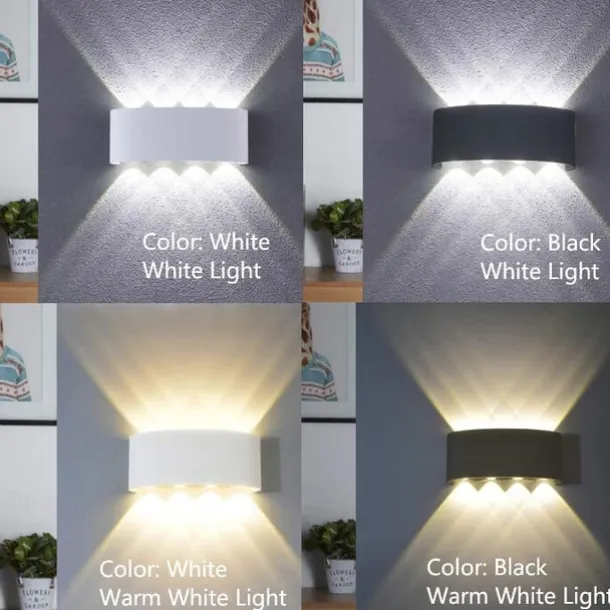 LED Outdoor Wall Lights 8W LED Aluminum Wall Lamp Sconce Indoor Up Down IP65 Waterproof White Black Modern for Patio Garden Stairs Bedroom Aisle Pathway Bathroom Light