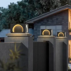 LED Outdoor Wall Lights Warm White Post Cap Lights Square Fence Pillar Lamp Modern Column Lights IP65 Waterproof Fence Gate Cap Light Lantern Head Lamp Patio Villa Park Decor Deck Stigma Light